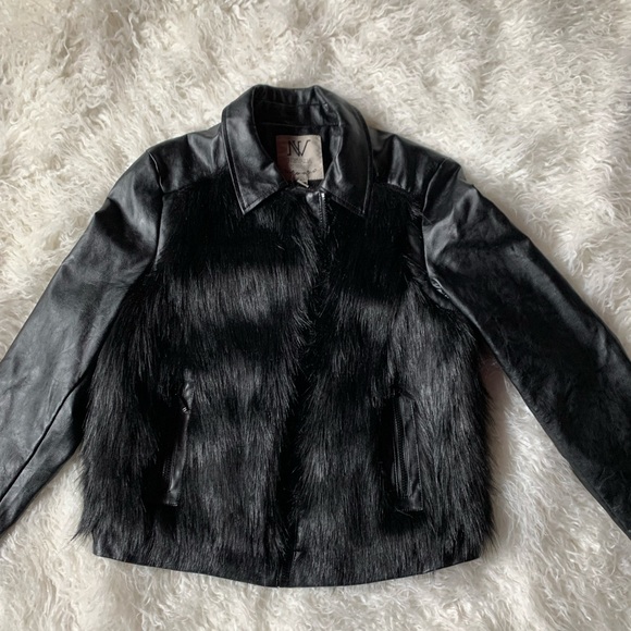 Nevada Faux Leather/Faux Fur bomber jacket/Sz L - Picture 1 of 6